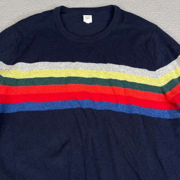 Merino Wool Blend Sweater Mens Extra Large Striped Pullover Long Sleeve Knit Gap - Picture 4 of 9